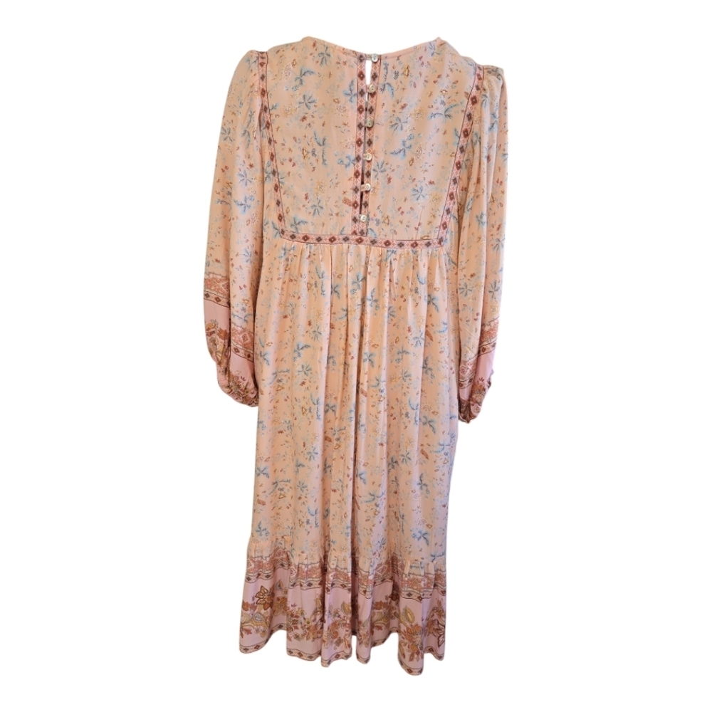 NWOT IN LOOM Vintage Boho Midi Floral Romantic Ruffle Dress - Picture 4 of 10